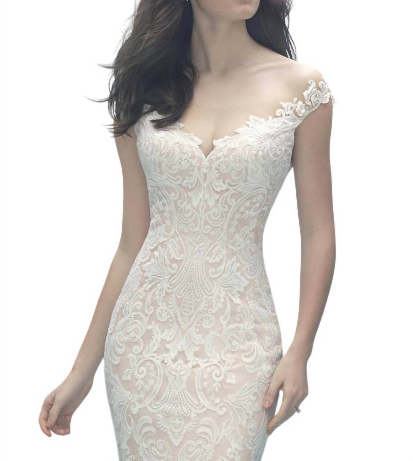 Allure Bridals - Off-Shoulder Lace Gown with Detachable Tulle Train - Rack Hunt