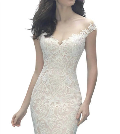 Allure Bridals - Off-Shoulder Lace Gown with Detachable Tulle Train - Rack Hunt