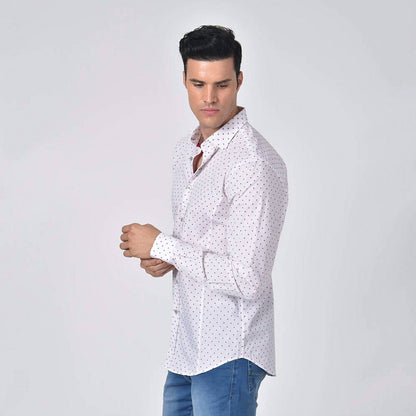 Bordeaux Polka Dot Button Down Fil Coupe Shirt