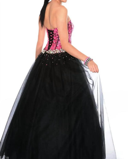 Precious Formals - Sequin Corset Lace-up Back Ballgown - Rack Hunt