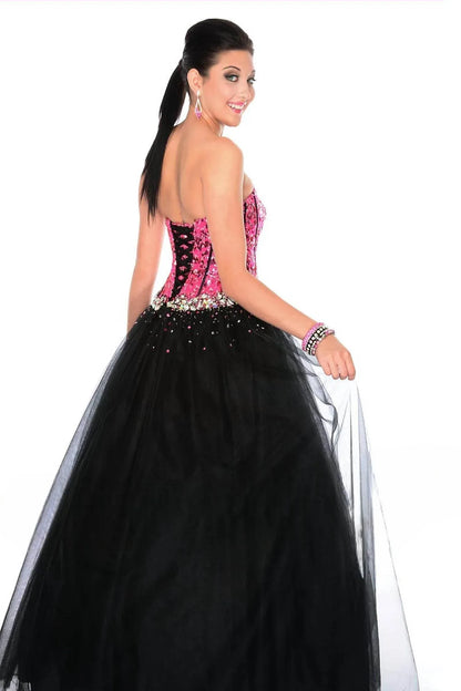 Precious Formals - Sequin Corset Lace-up Back Ballgown - Rack Hunt