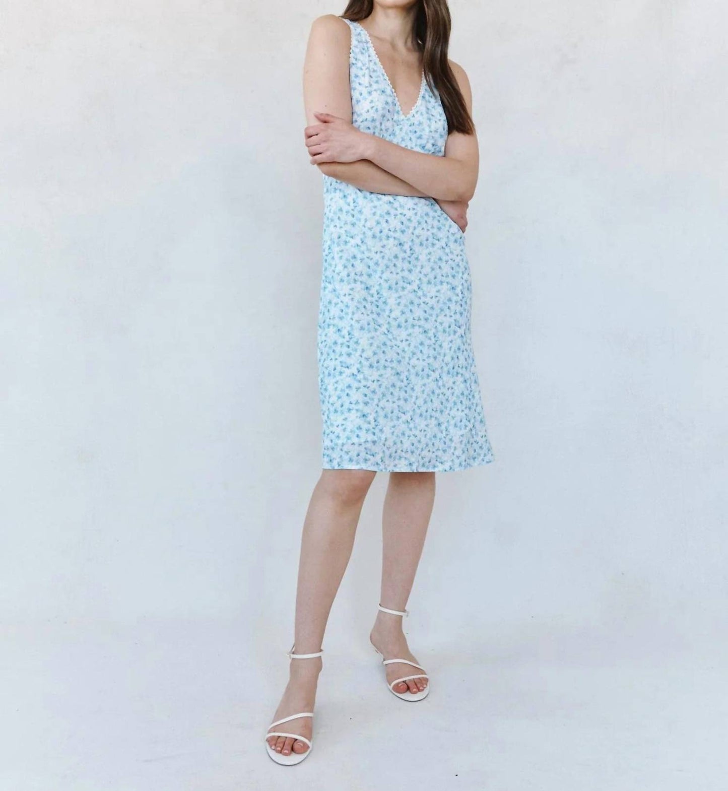 V-neck Tie Back Bias Maxi Dress