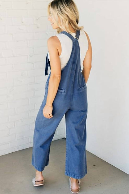 Denim Knot Strap Overalls