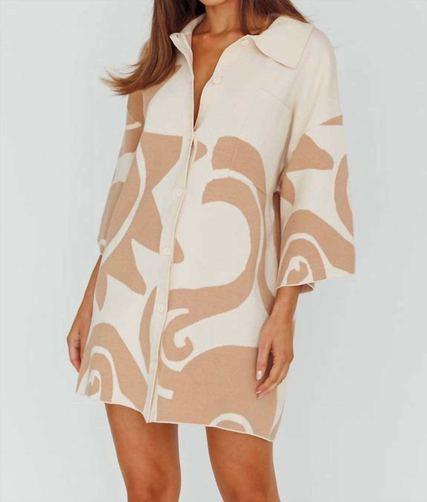 Moda Borboleta - Button Up Knit Shirt Dress - Rack Hunt -