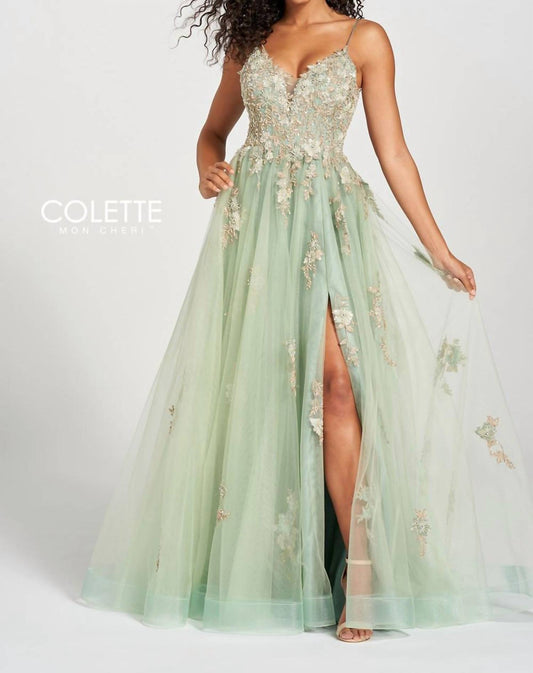 Tulle Ball Gown With Slit