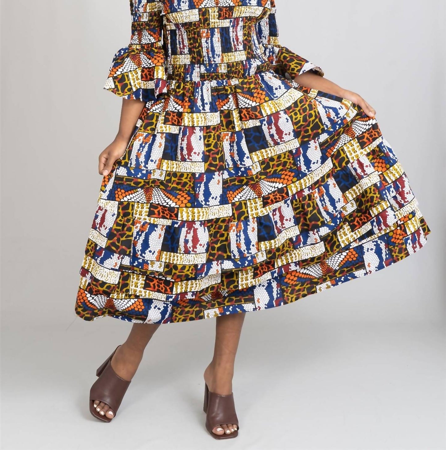 African Print Tiered Maxi Dress