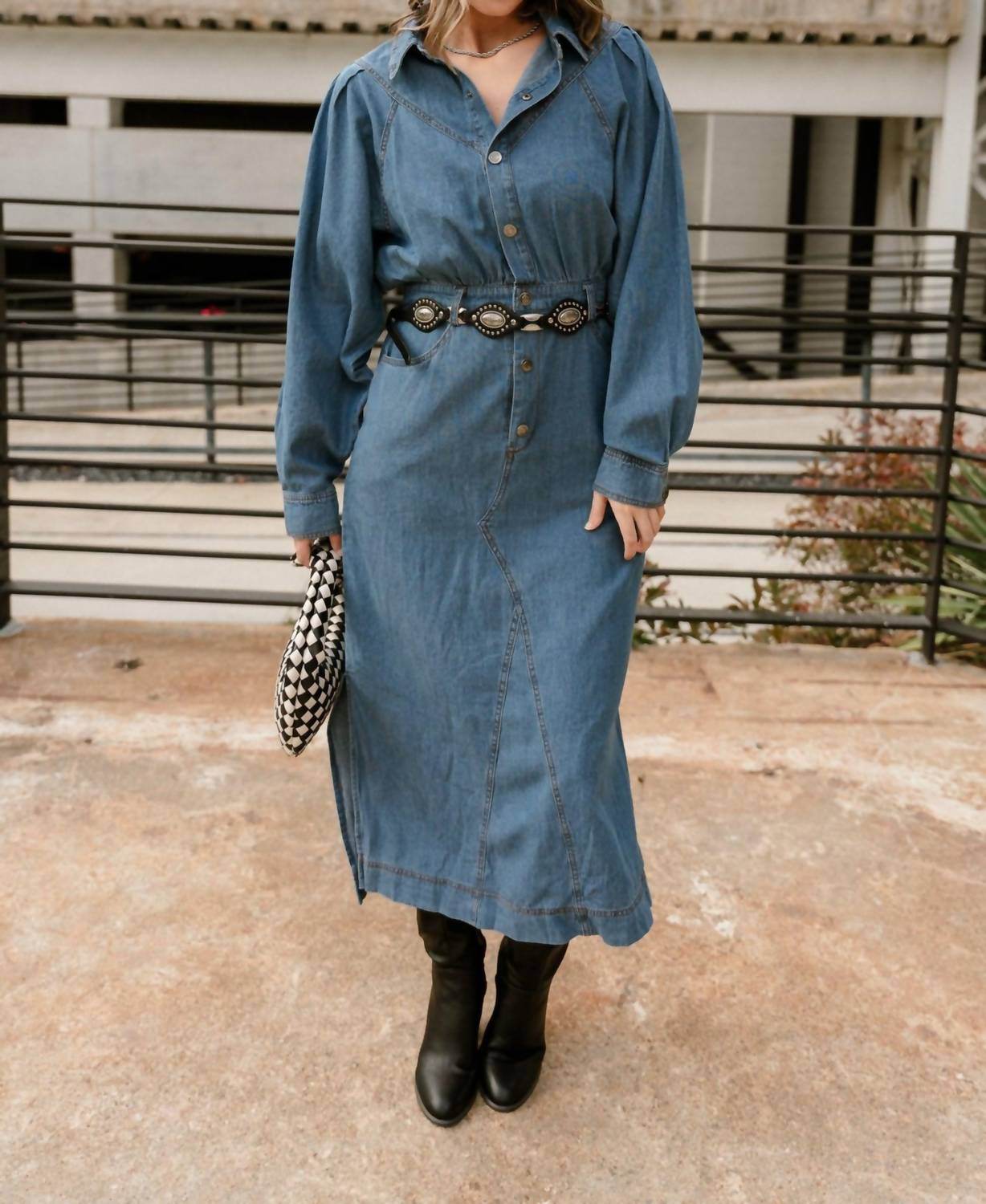 How Very Loved - Tianna Denim Midi Dress - Rack Hunt -