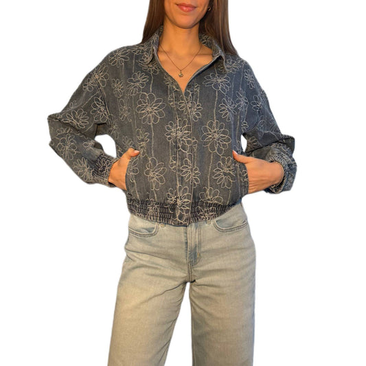 Floral Embroidered Denim Jacket