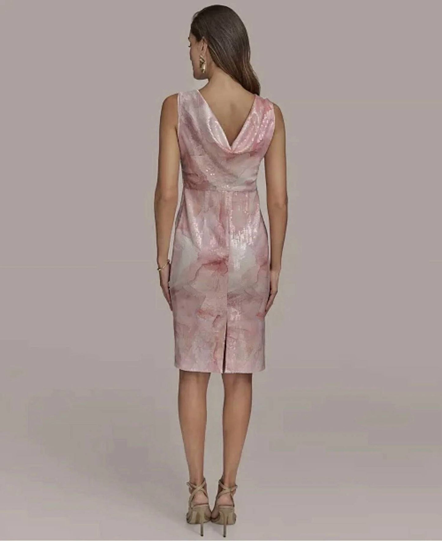 Printed Sequin Sleeveless Sheath Dress