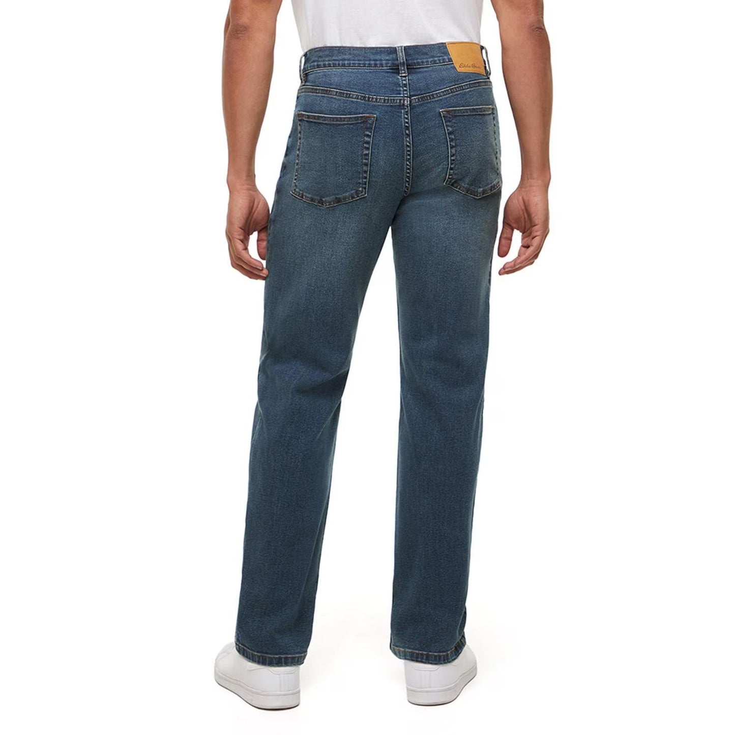 Stretch Cotton Blend Straight Fit Denim Jeans