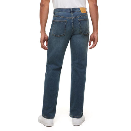 Stretch Cotton Blend Straight Fit Denim Jeans
