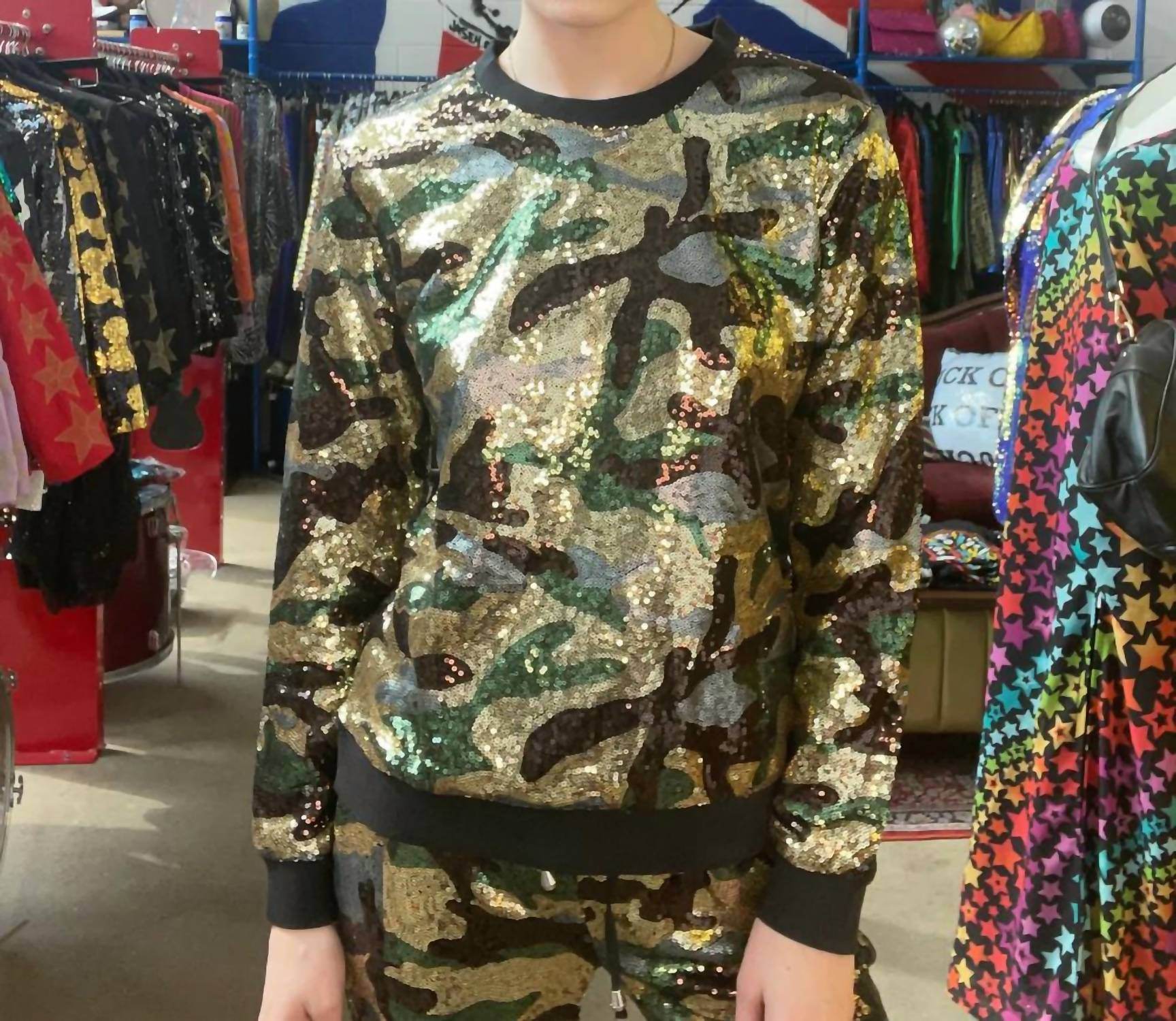 Any Old Iron - Camo Sequin Sweatshirt - Rack Hunt -