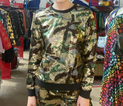 Any Old Iron - Camo Sequin Sweatshirt - Rack Hunt