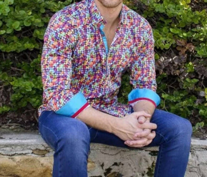 Men's Dots Design Button Down Shirt