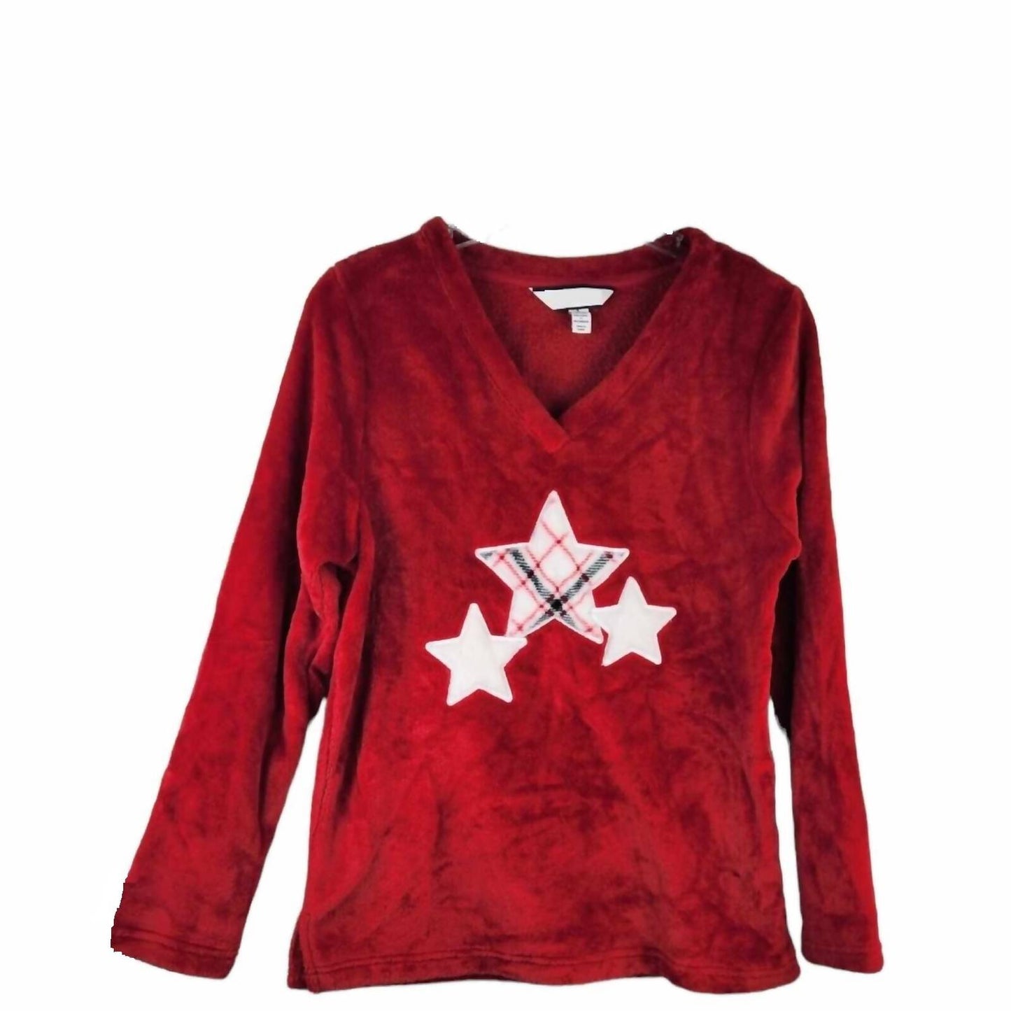 Women's Plush Applique Long Sleeve Pajama Top