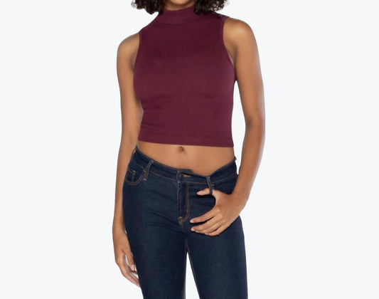 Bamboo Ribbed Mock Neck Top