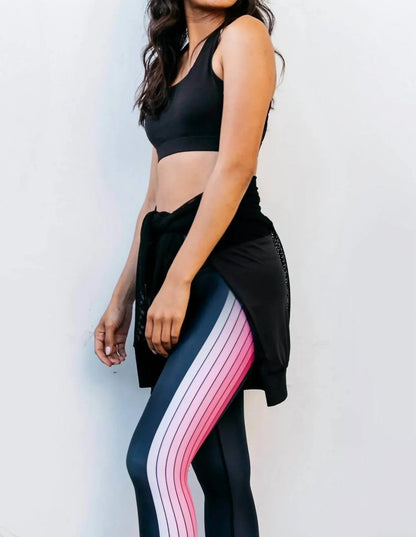 Playground - Women's Fame Pink Track Mid Rise Legging - Rack Hunt