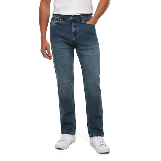 Stretch Cotton Blend Straight Fit Denim Jeans