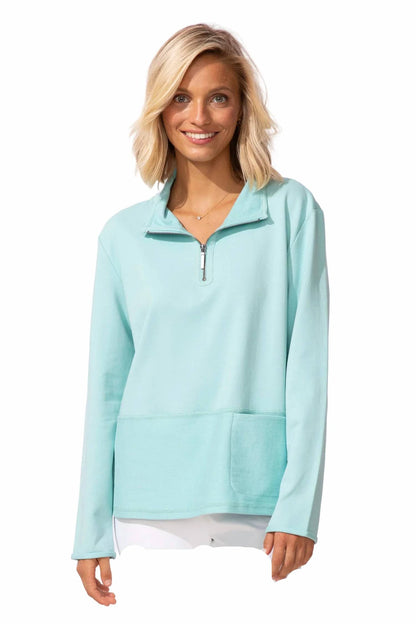 Quarter Zip Cozy Front Terry Sweatshirt - Plus
