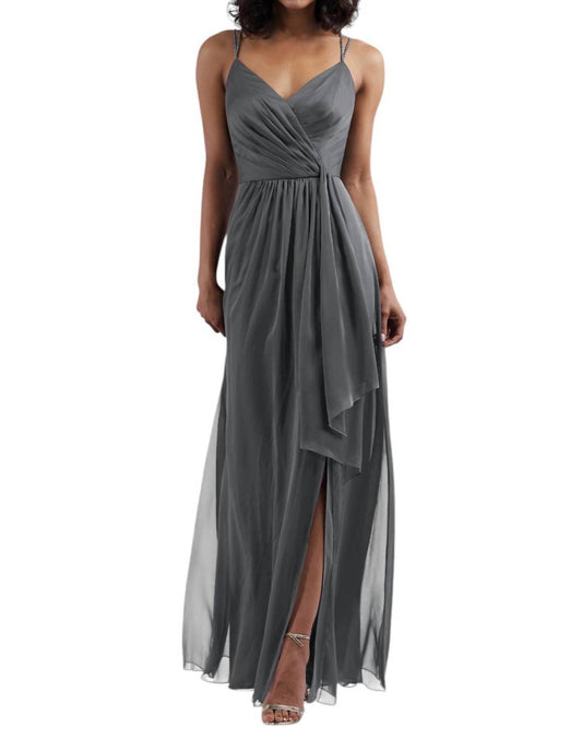 Belsoie - Tiffany Chiffon Long Bridesmaid Dress with V-neckline - Rack Hunt -