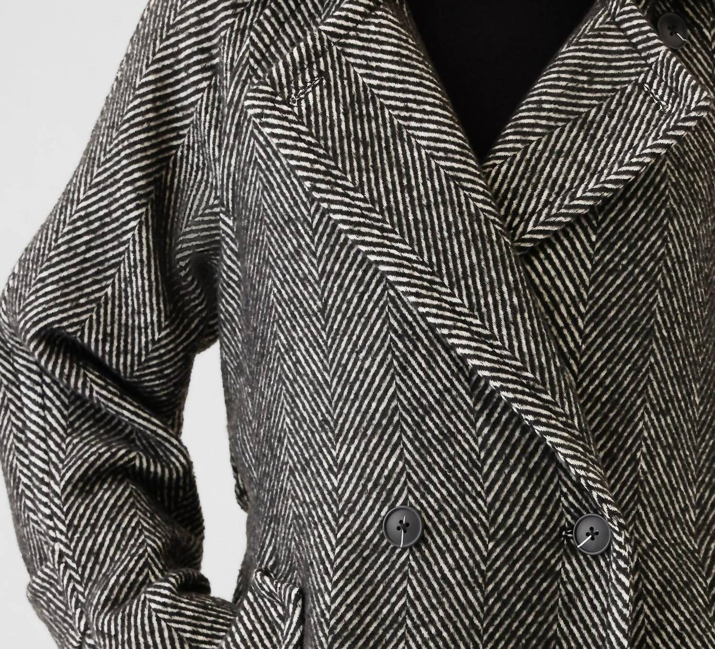 Double-breasted Herringbone Belted Trench Coat