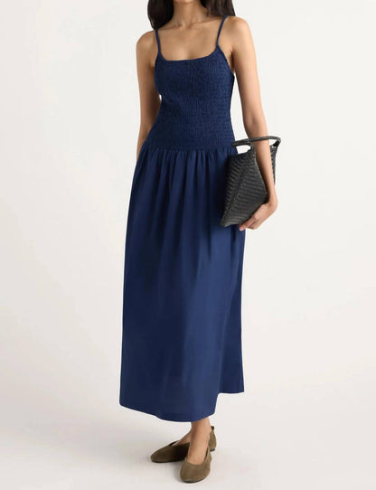 Venus Smocked Organic Cotton Midi Dress