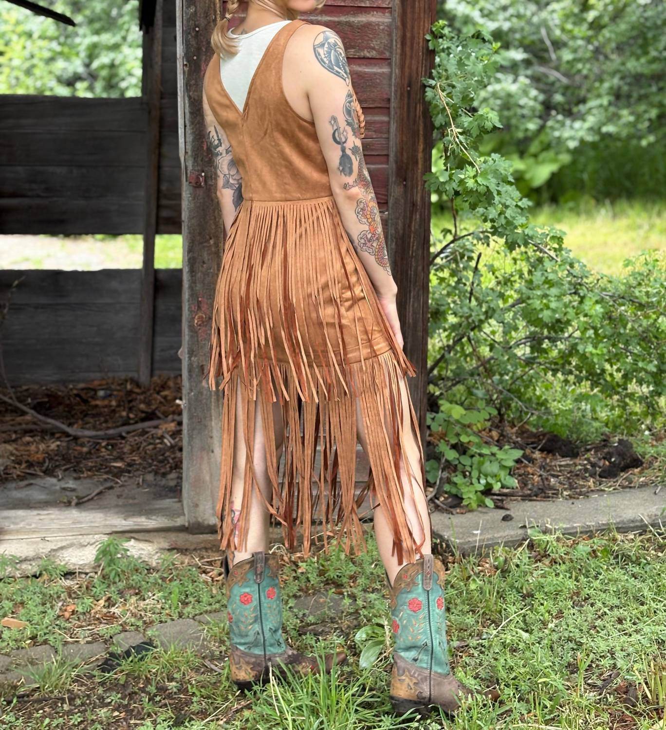 Gypsie Jane - Southern Fringe Suede Dress - Rack Hunt -