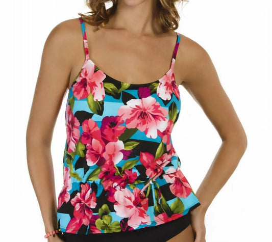 Caribbean Joe - Tie Blouson Underwire Tankini Top - Rack Hunt