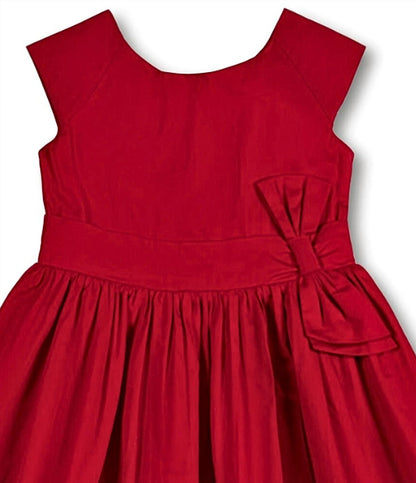 Kid's Organic Cap Sleeve Party Dress With Bow Sash