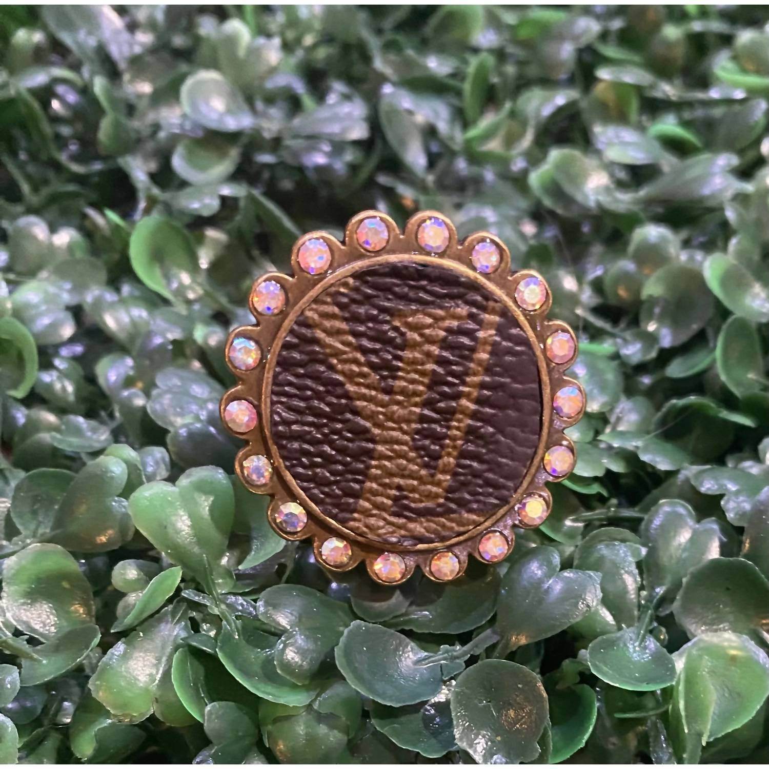 Kingdom Kreations - Women's Crystal Monogram-style Adjustable Ring - Rack Hunt -