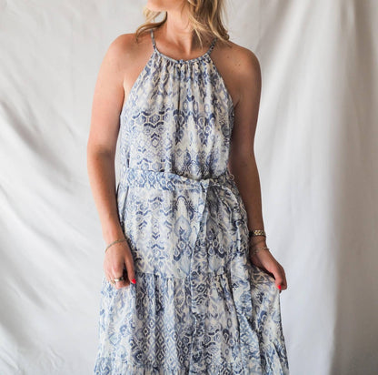 Textured Halter Midi Dress