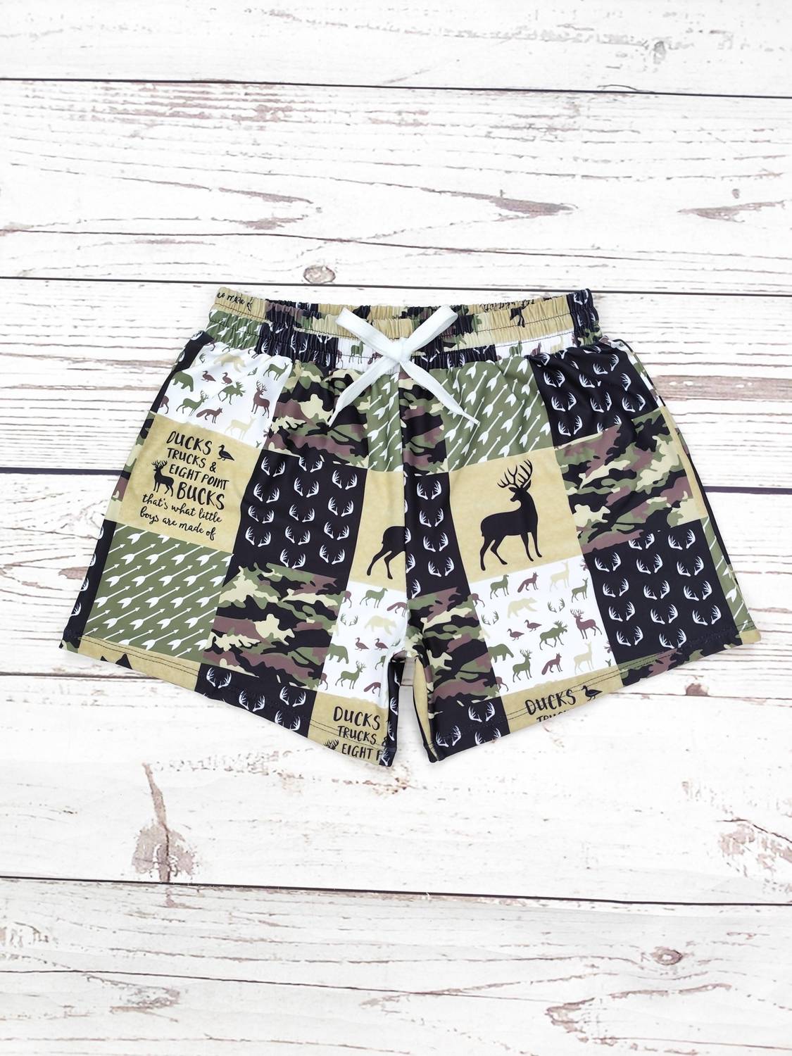 Boy's Deer Printed Swim Shorts
