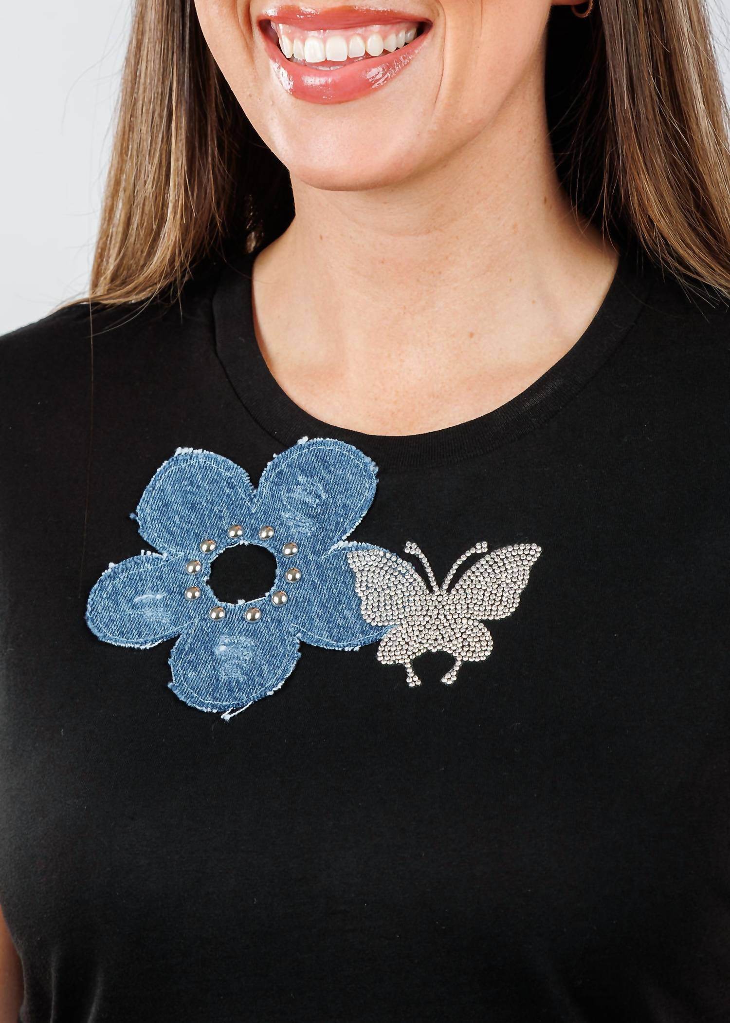 Suzy T - Darly Flower Butterflies Top - Rack Hunt