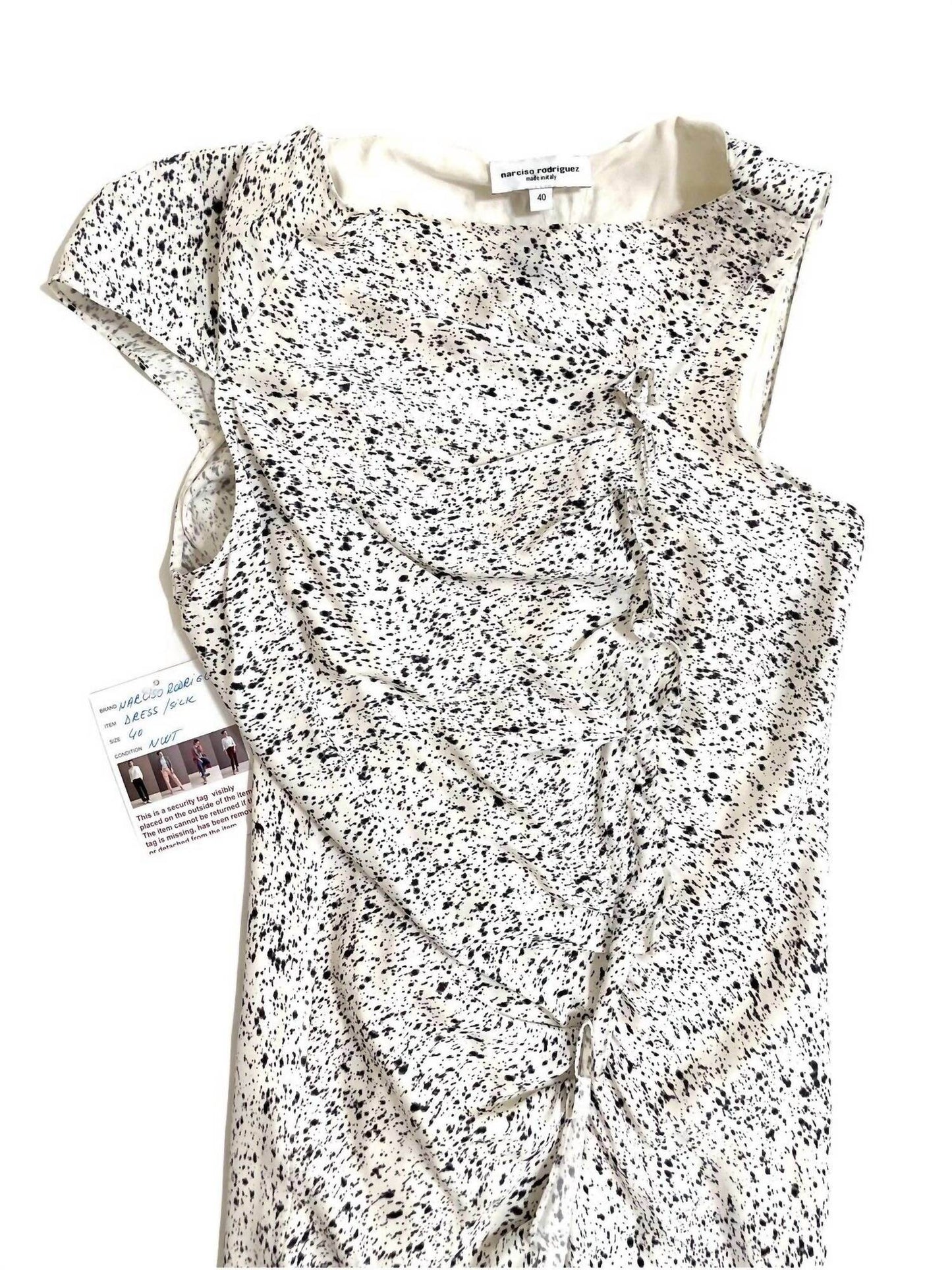 Narciso Rodriguez - Ink Splatter Print Gather Silk Dress - Rack Hunt -