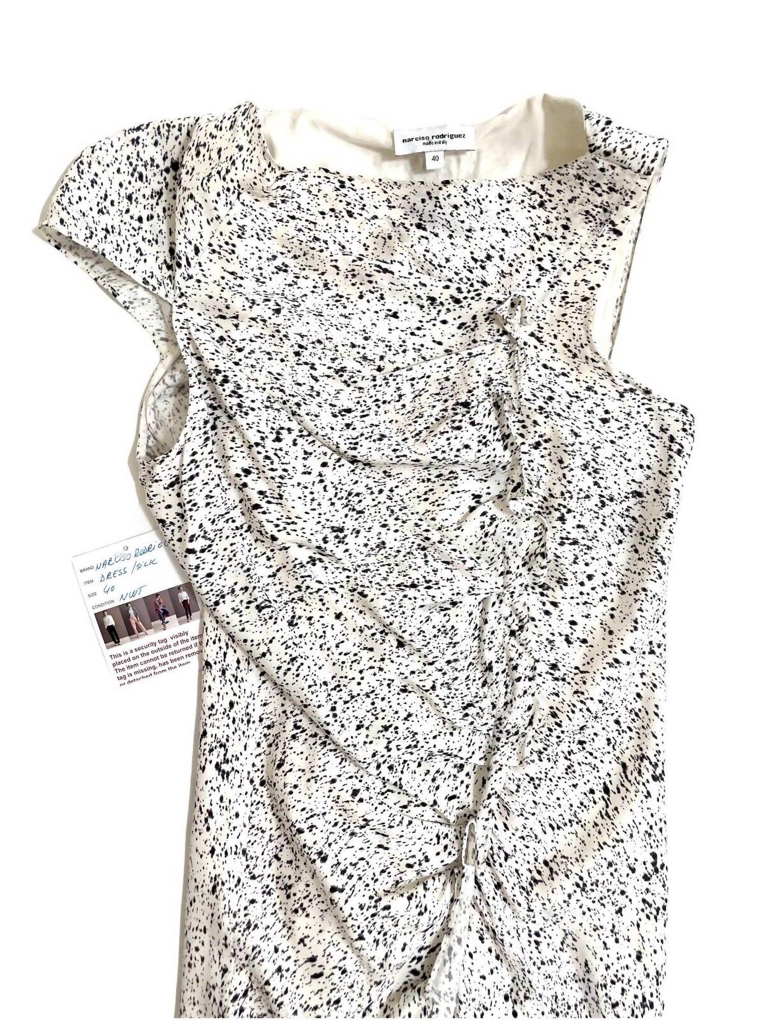 Narciso Rodriguez - Ink Splatter Print Gather Silk Dress - Rack Hunt -