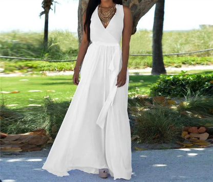 Fatuov - Women's Sleeveless V-neck Maxi Dress - Rack Hunt
