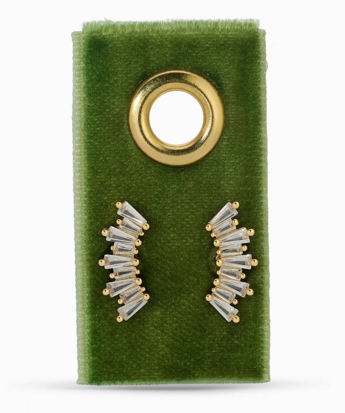 Women's Curved Baguette Stud Earrings