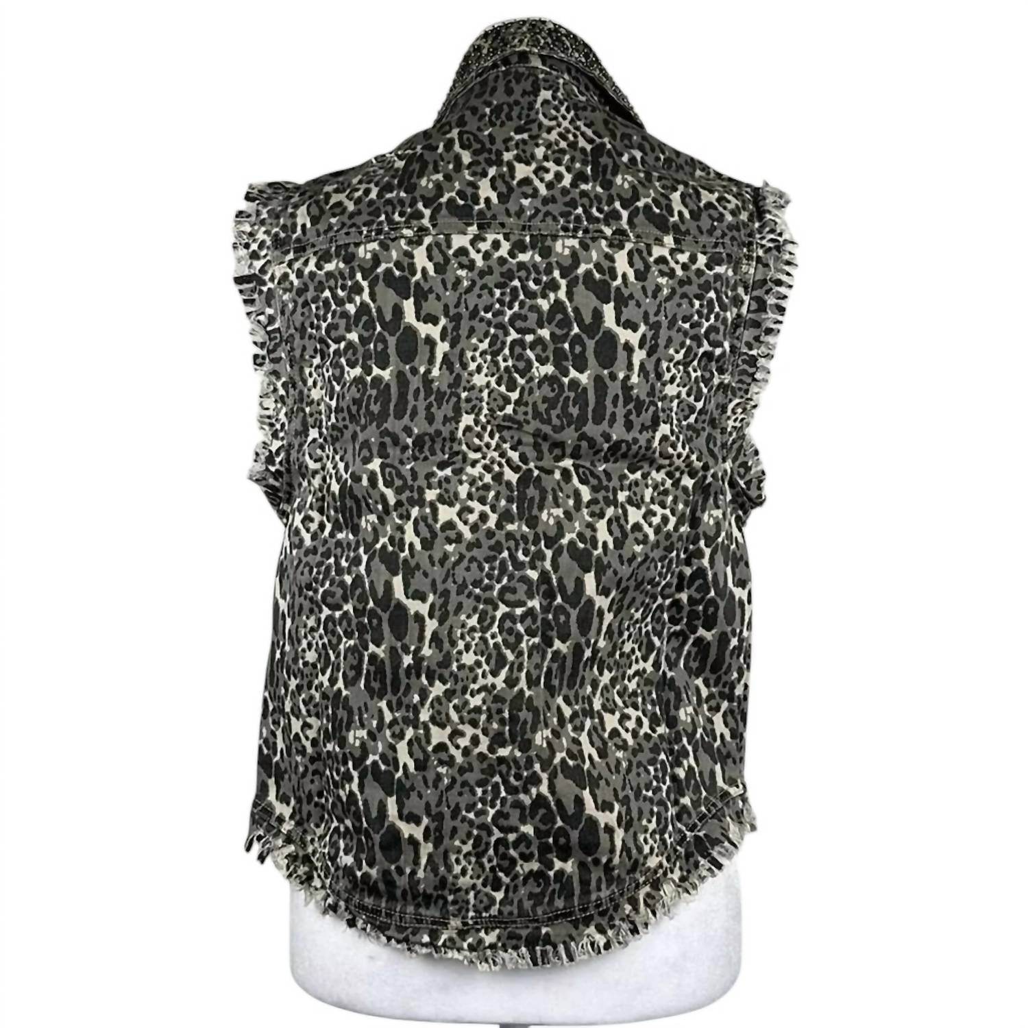 English Rose - Women's Animal Print Distressed Vest - Rack Hunt -
