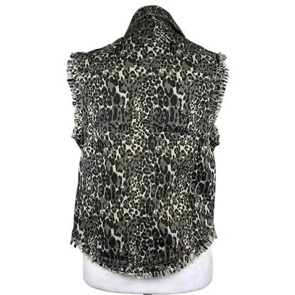English Rose - Women's Animal Print Distressed Vest - Rack Hunt