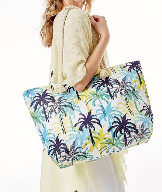 Hana - Women's Tropical Palm Tree Print Beach Bag Tote - Rack Hunt -