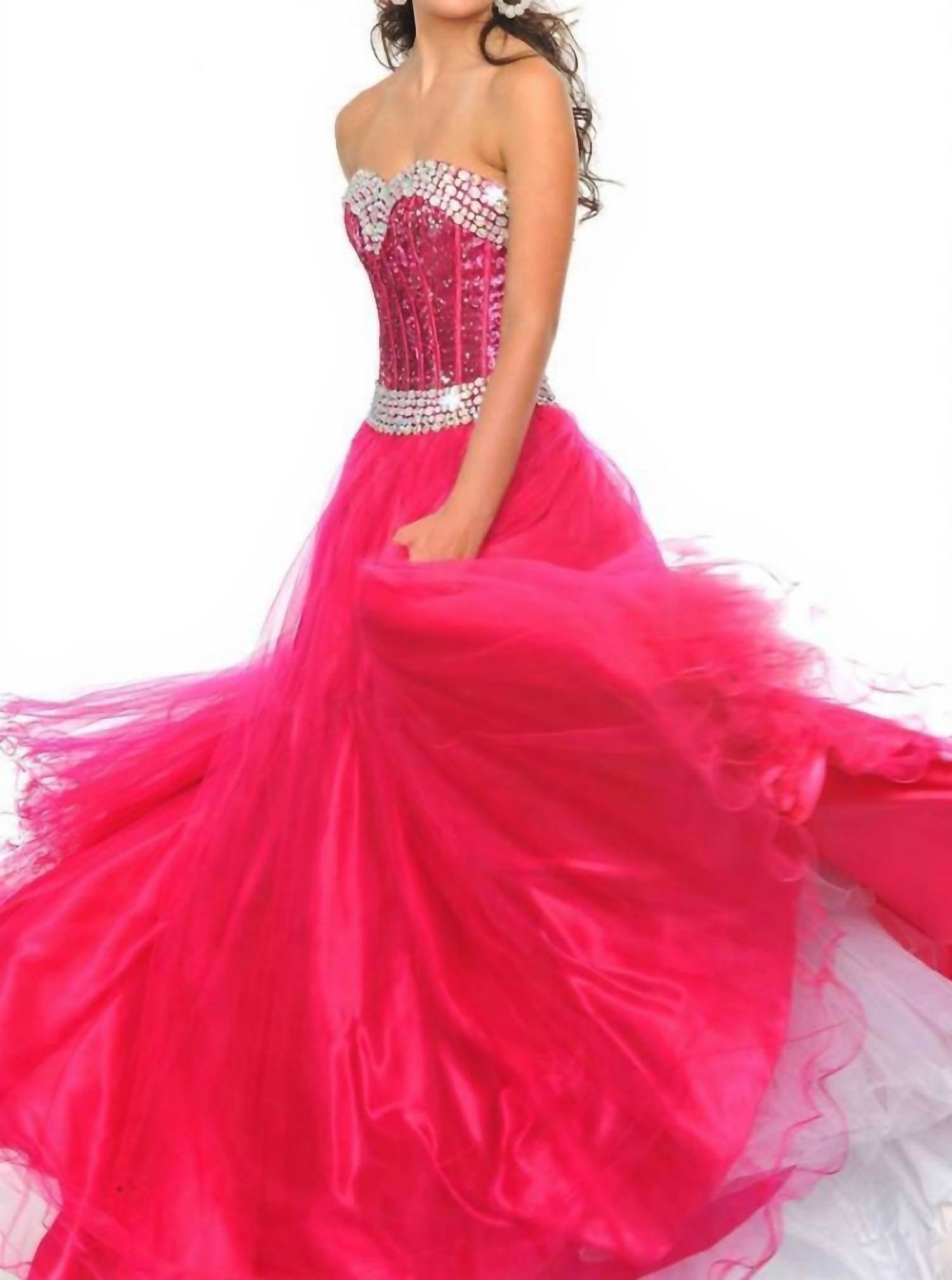 Precious Formals - Beaded Strapless Tulle Gown - Rack Hunt -