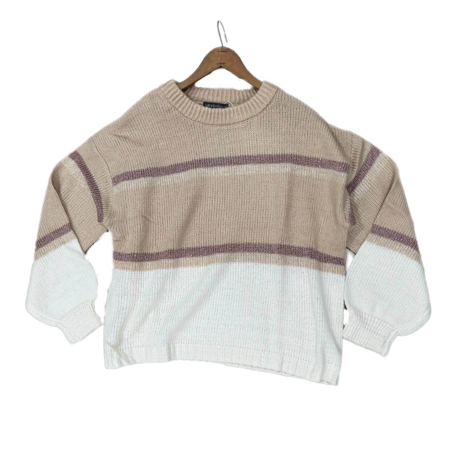 Love Ellie - Metallic Stripe Crew Neck Sweater - Rack Hunt -