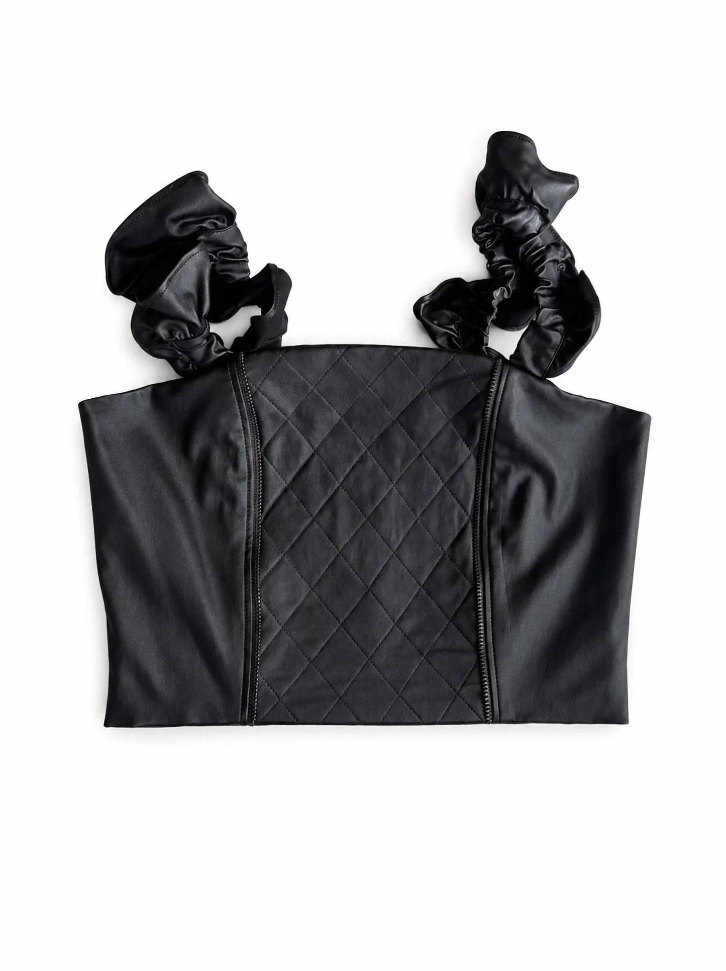 Girls Noir Quilted Crop Top