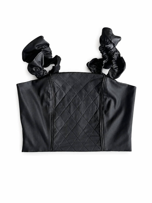 Girls Noir Quilted Crop Top