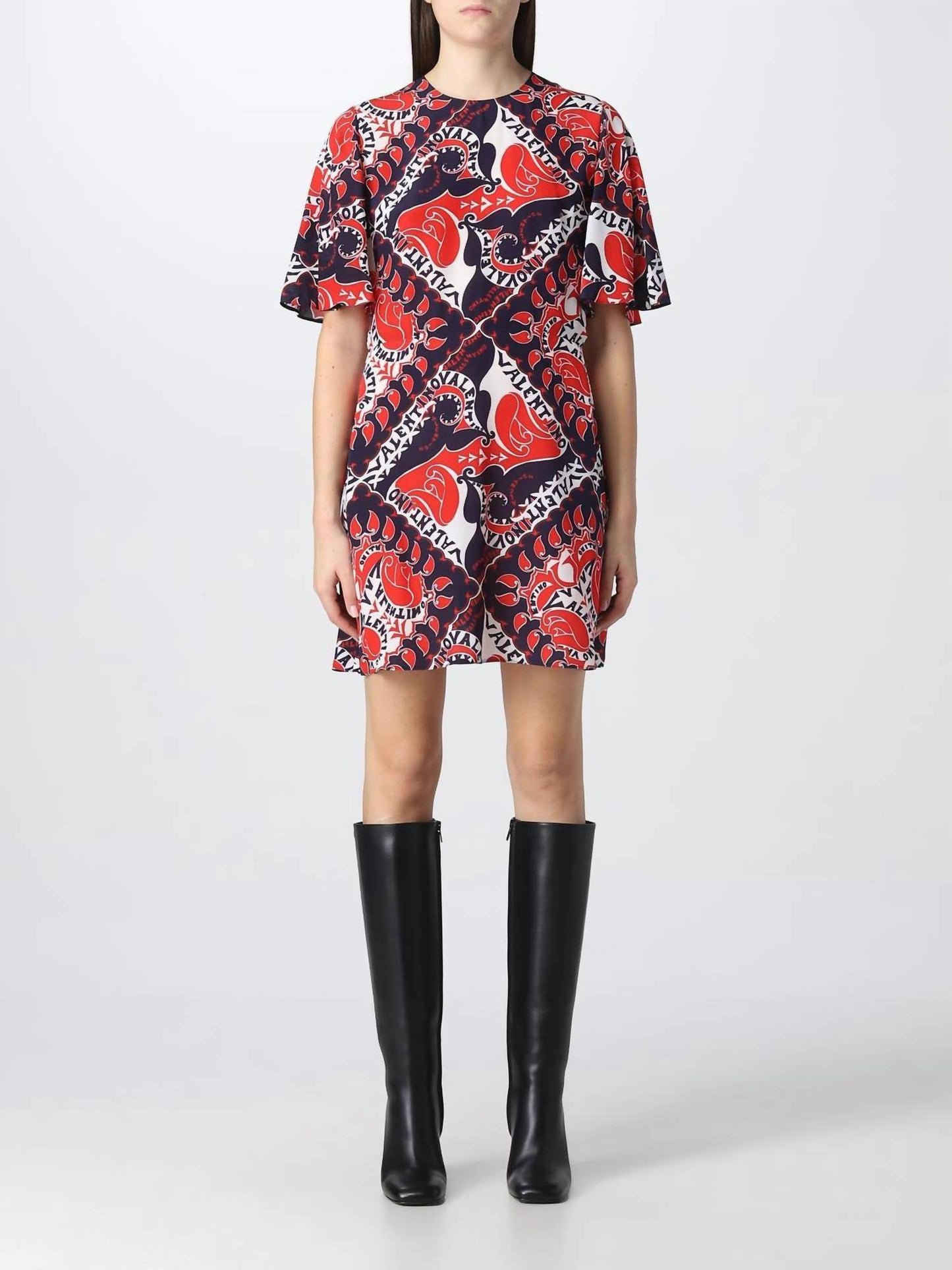 Valentino - Allover Graphic Printed Crewneck Dress - Rack Hunt -