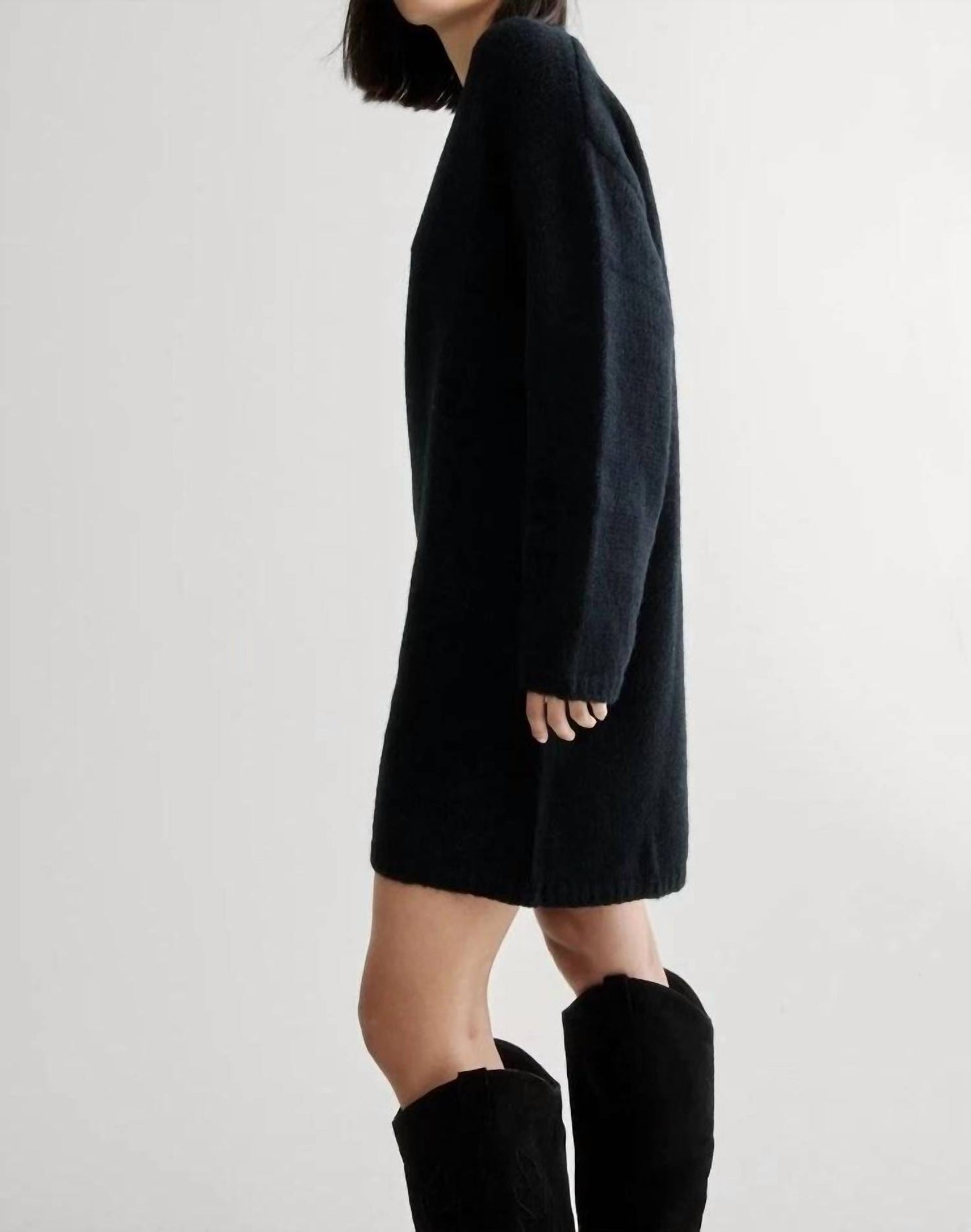 Ribbed Knit Crew Neck Sweater Dress