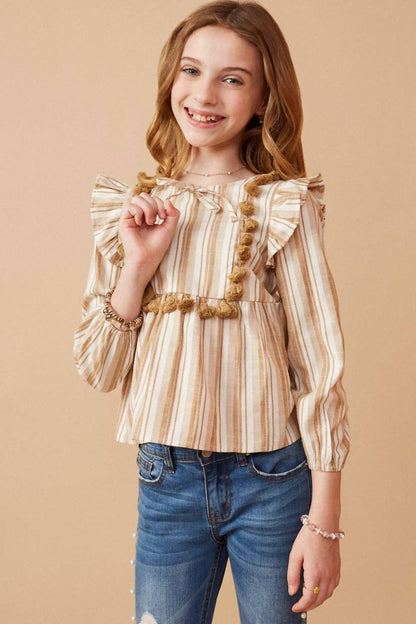 Stripe Tasseled Bodice Top