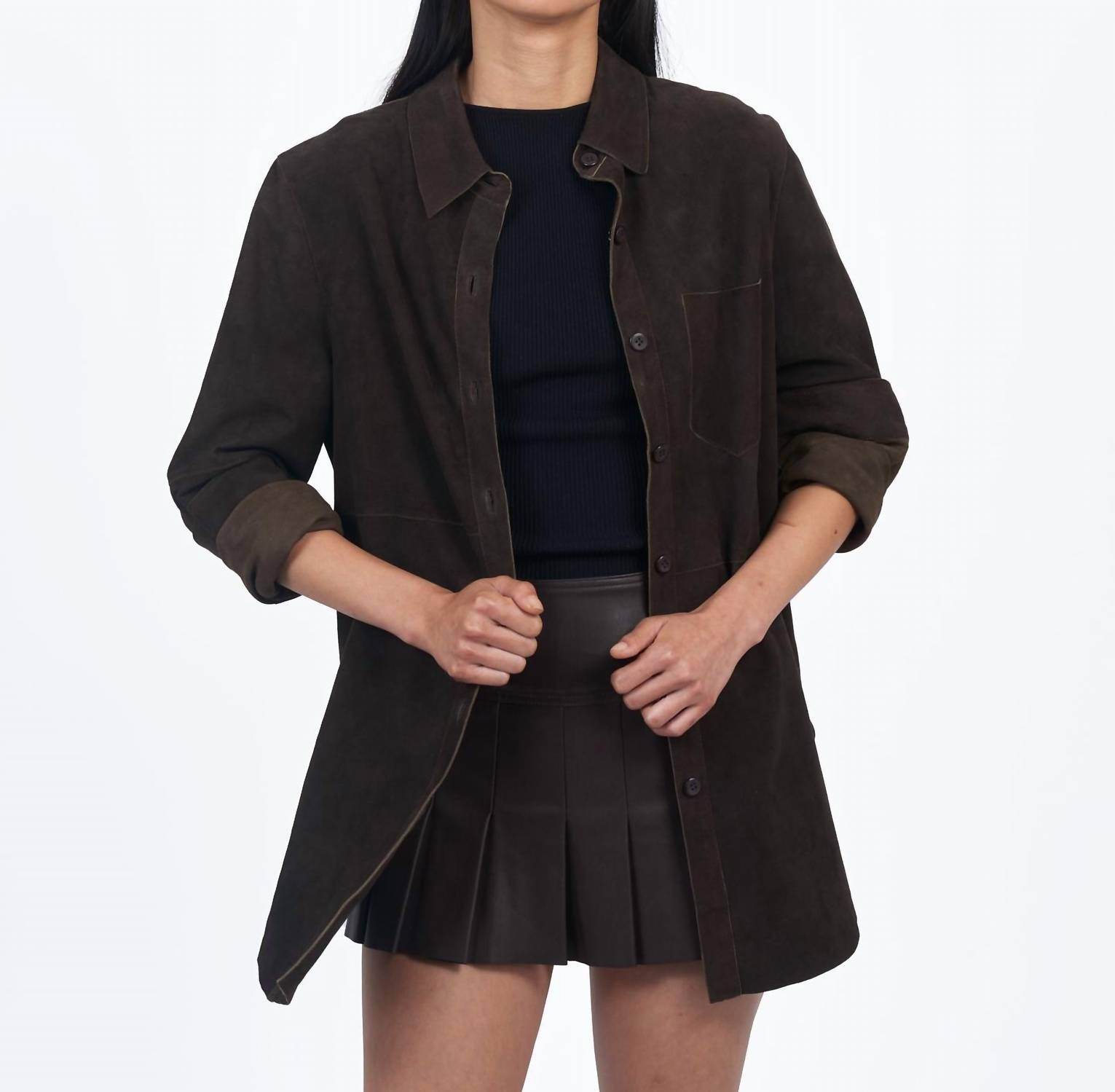 Giacca Lusso - Britta Suede Button Front Blouse - Rack Hunt -