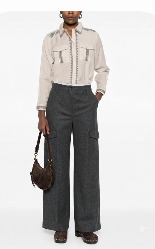 Piorico Wide Leg Cargo Trousers Pants