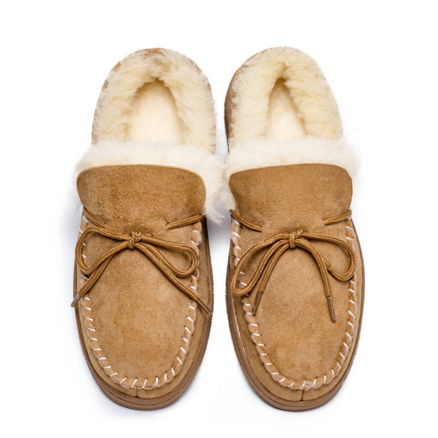 Men's Shearling And Suede Moccasin Slippers